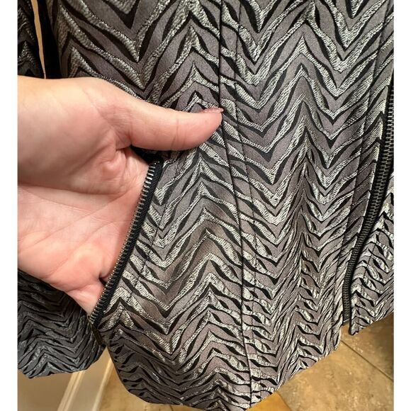 VINTAGE Metallic Zebra Animal Print Full Zip Mob Wife Blazer Jacket Size 10 - Picture 4 of 16